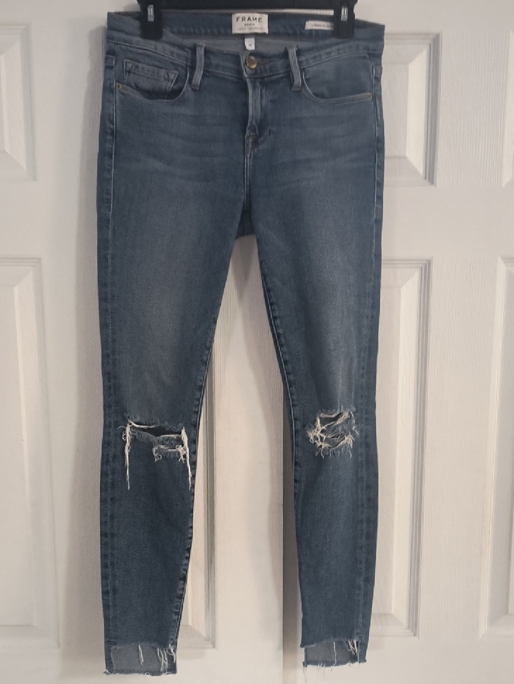 Frame Le Skinny De Jeanne Distressed Skinny Jeans Size 26 - Picture 2 of 4